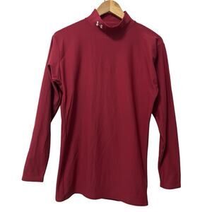 Under Armour ColdGear Compression Long Sleeve Shirt Size L Red Athletic Gym